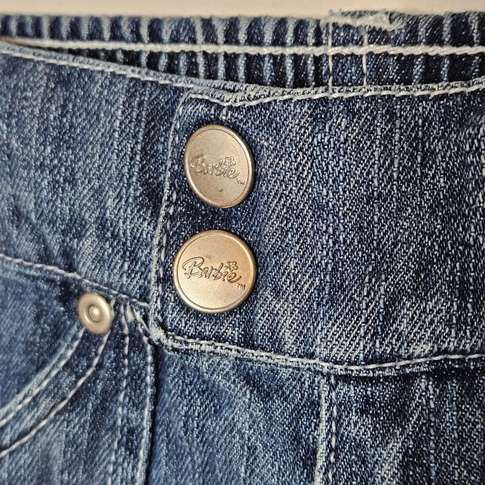 Barbie Vintage Girls‎ Jeans Size 6 Denim Flare Embroidered Flowers Y2K 2004